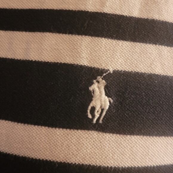 VINTAGE 1990s Polo Ralph Lauren Mens Black & White Striped Logo Shirt Size XXL - Picture 8 of 10